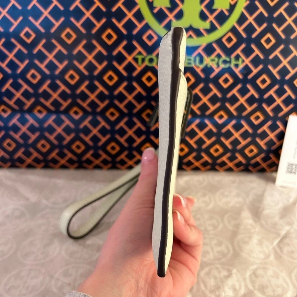 Tory Burch Chelsea Wristlet Bag Meadow Mist Green Gold